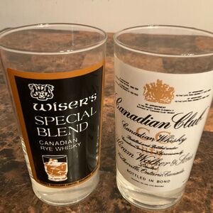 Set of 2 Vintage Collectible Canadian Whisky Glasses